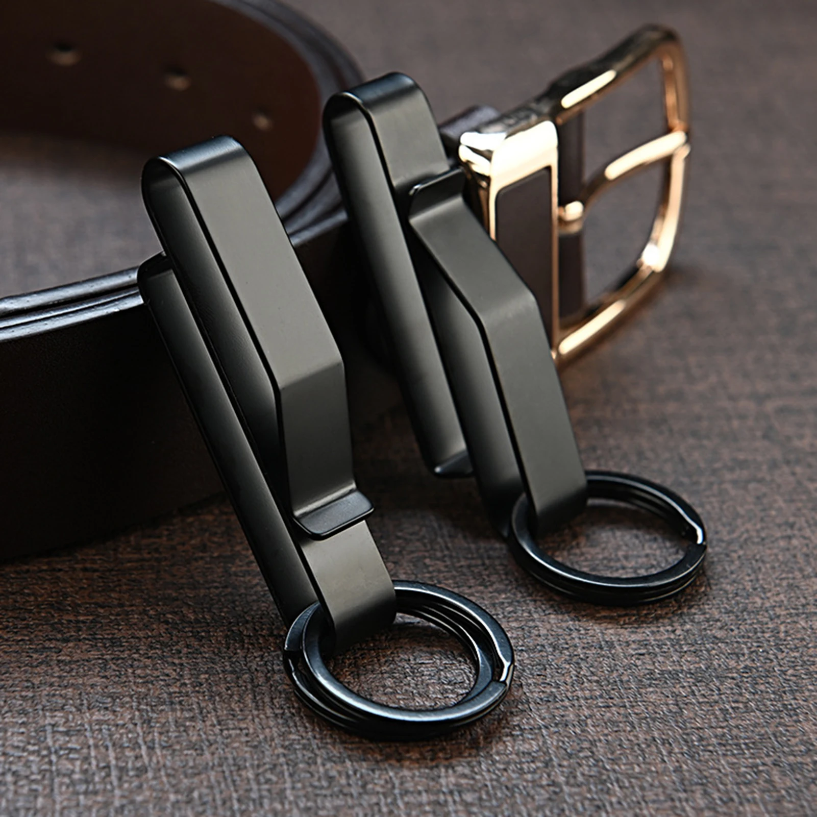 Stainless Steel Belt Clip Keychain High Carbon Steel for Outdoor Carrying Men's Car Key Holder Durable Accessories