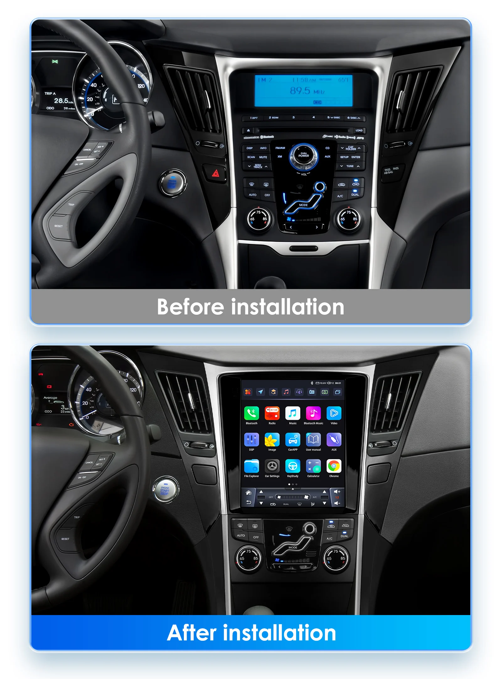 Hizpo For Tesla Style Player For Hyundai Sonata YF 8 2010 - 2018  Car Radio Multimedia System Navigation GPS Head Unit Carplay
