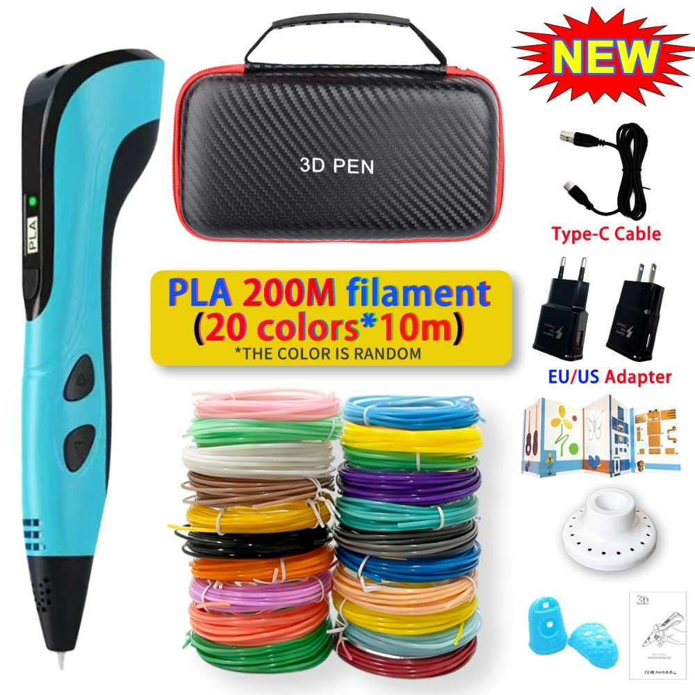 

New Children 3D Printing Pen 3D Pencil 3D Pen Set Creative Kids Birthday Toys Christmas Gifts PLA Filament Adapter Travel Case