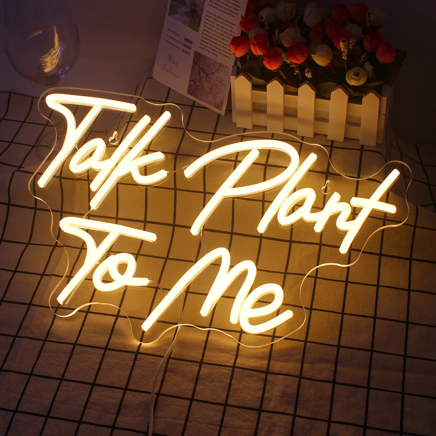 Talk Plant To Me Neon Light LED Luminous Neon Sign Party Birthday Reunion Room Home  Personality Decoration Wall Hanging Lamp