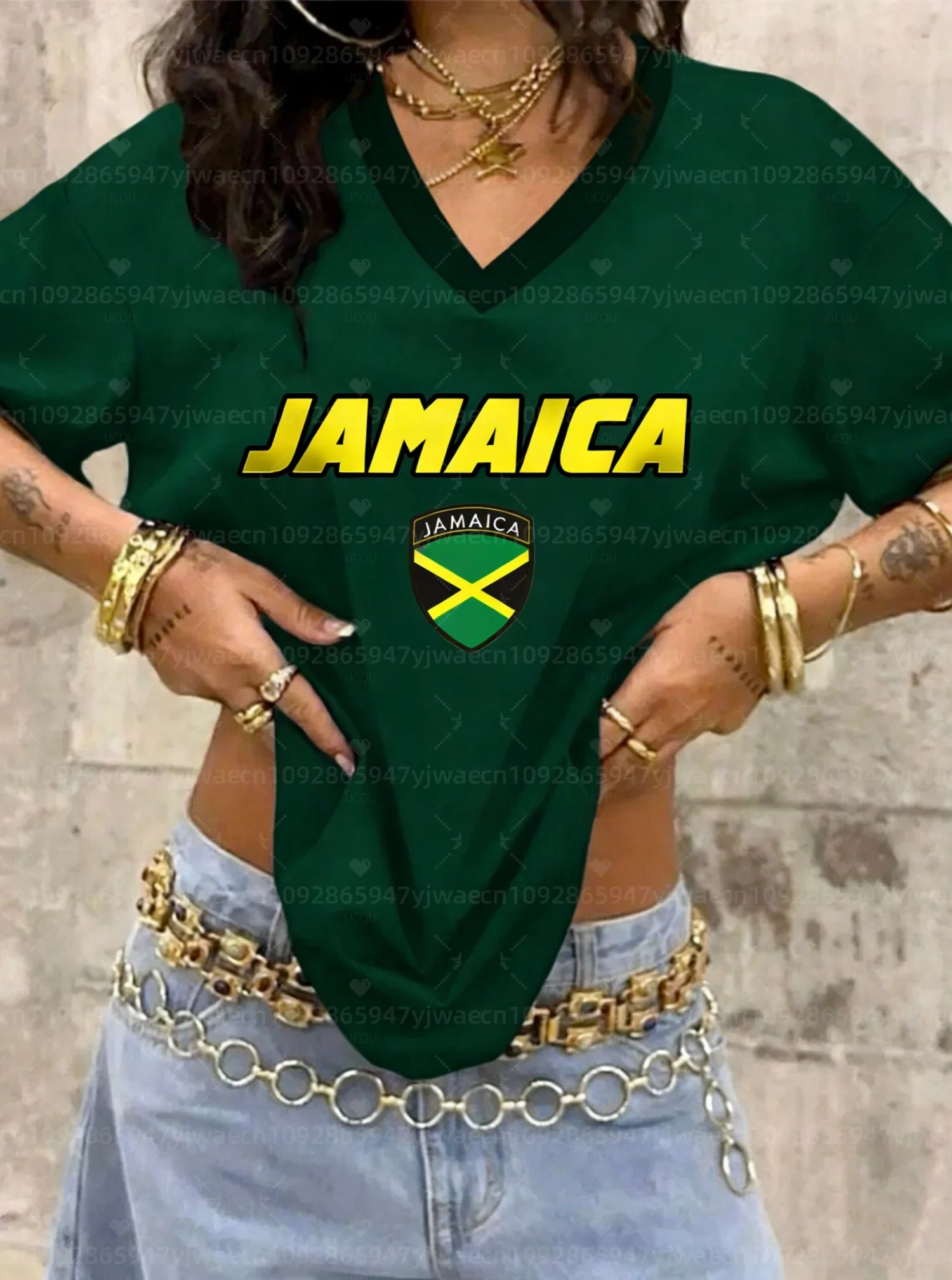 Jamaica Flag Casual Summer Tops Men T Shirt Women Tee Boys V NeckTop Children Parent Child Quick Dry Short Sleeves Kids Tshirt