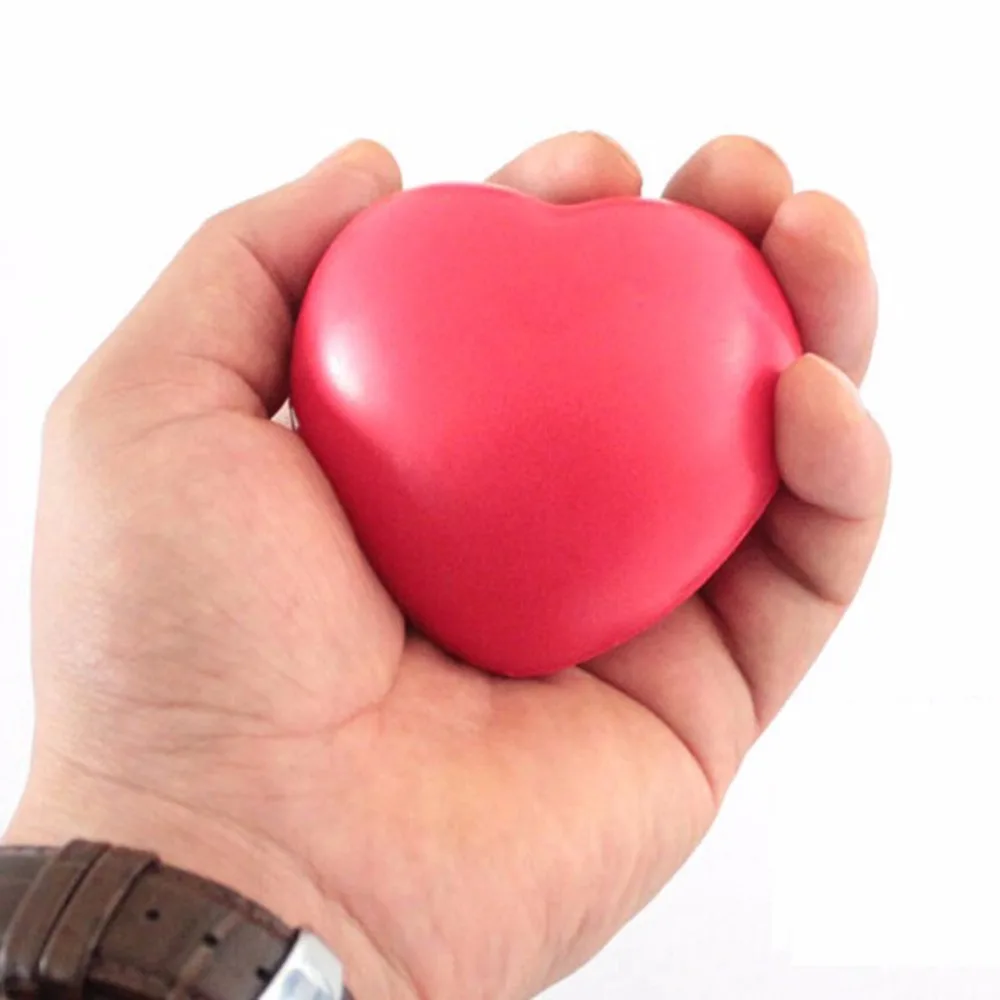 1pcs Small Heart Shaped Stress Relief Ball Squeeze Elastic Rubber Soft Foam Ball Heart Shaped Exercise Stress Relief Ball Toys