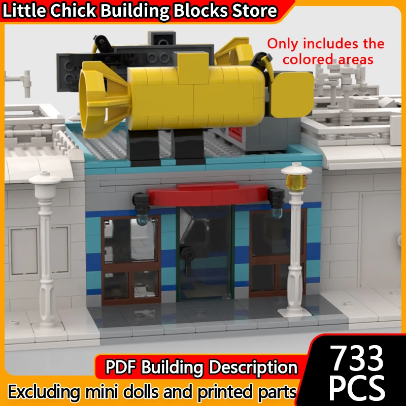

City Street View Model MOC Building Bricks Walk Through Sub Shop Modular Technology Children Holiday Gifts Assemble Toys Suit