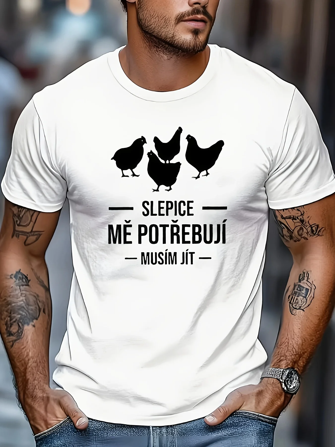 Hen Silhouette + Czech Pun Slogan 