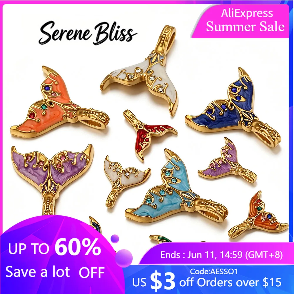 

2/4pcs Stainless Steel Enamel Fish Mermaid Tail Charm for DIY Keychain Earrings Necklace Woman Jewelry Making Material Component
