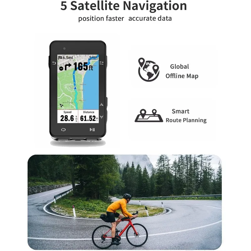 iGS630 GPS Bike Computer, 2.8‘’ Map Navigation iClimb Training Function MTB Wireless Cycling Computer GPS Unit IPX7