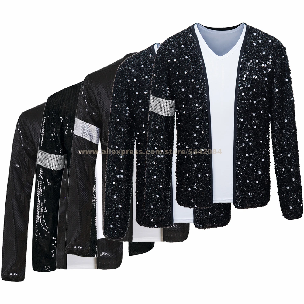 MJ-Chaqueta de Michael Jackson, abrigo de Billie Jean, chaqueta negra y guante, disfraz de fiesta de Halloween, colecciones de accesorios de Cosplay, 1BLJD025