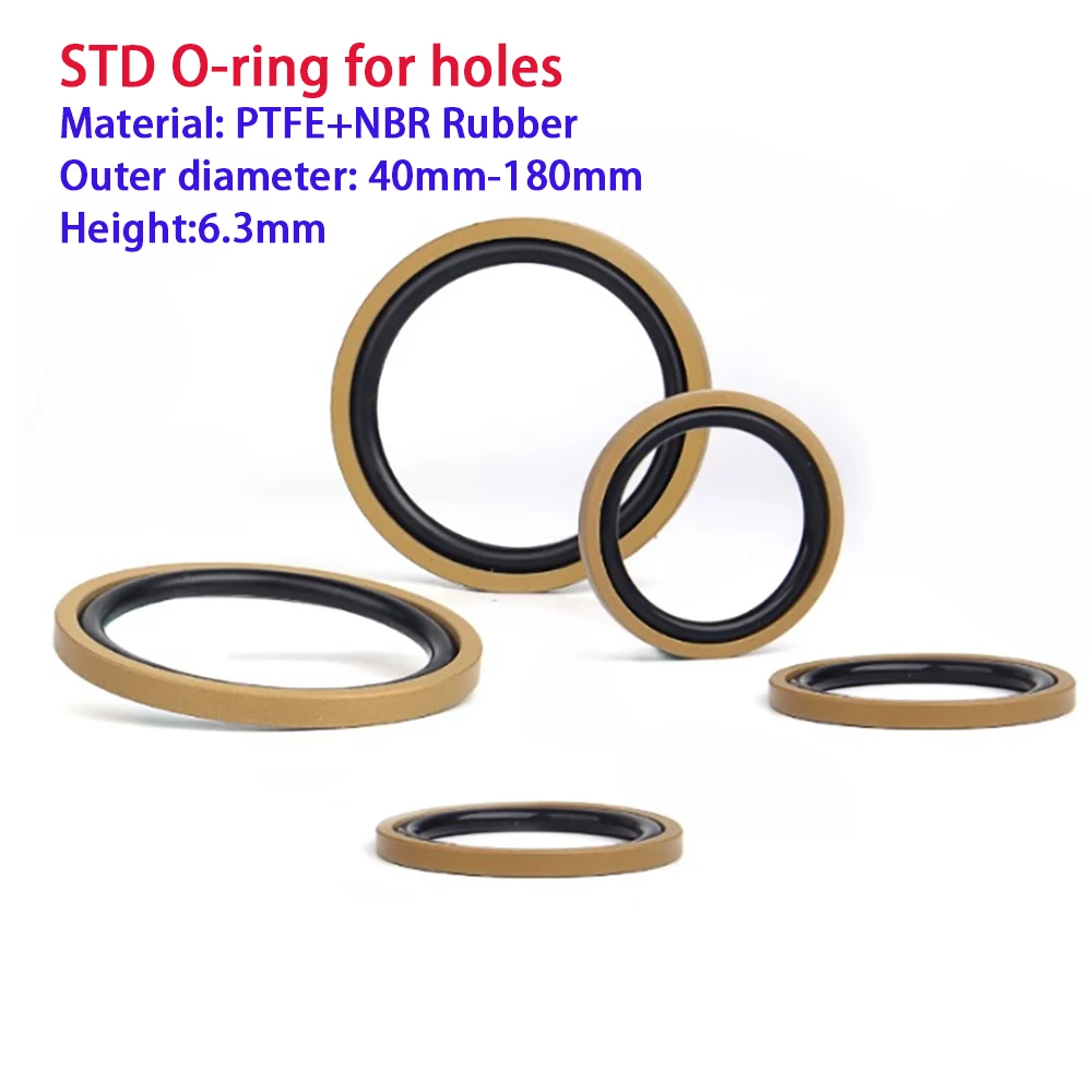 STD Hole Using NBR Sealing Ring Rotating Gley Ring Hydraulic Cylinder Oil Seal O-Ring OD 40mm-180mm Height 6.3mm Seal Gasket