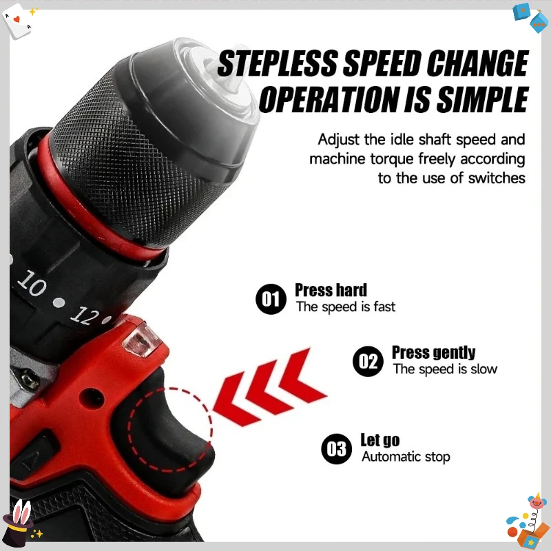 150N.m Cordless Electric Drill 20+3 Torque Small Drill Brushless Impact Drill Hammer Multifunctional Tools Fit Milwaukee Battery