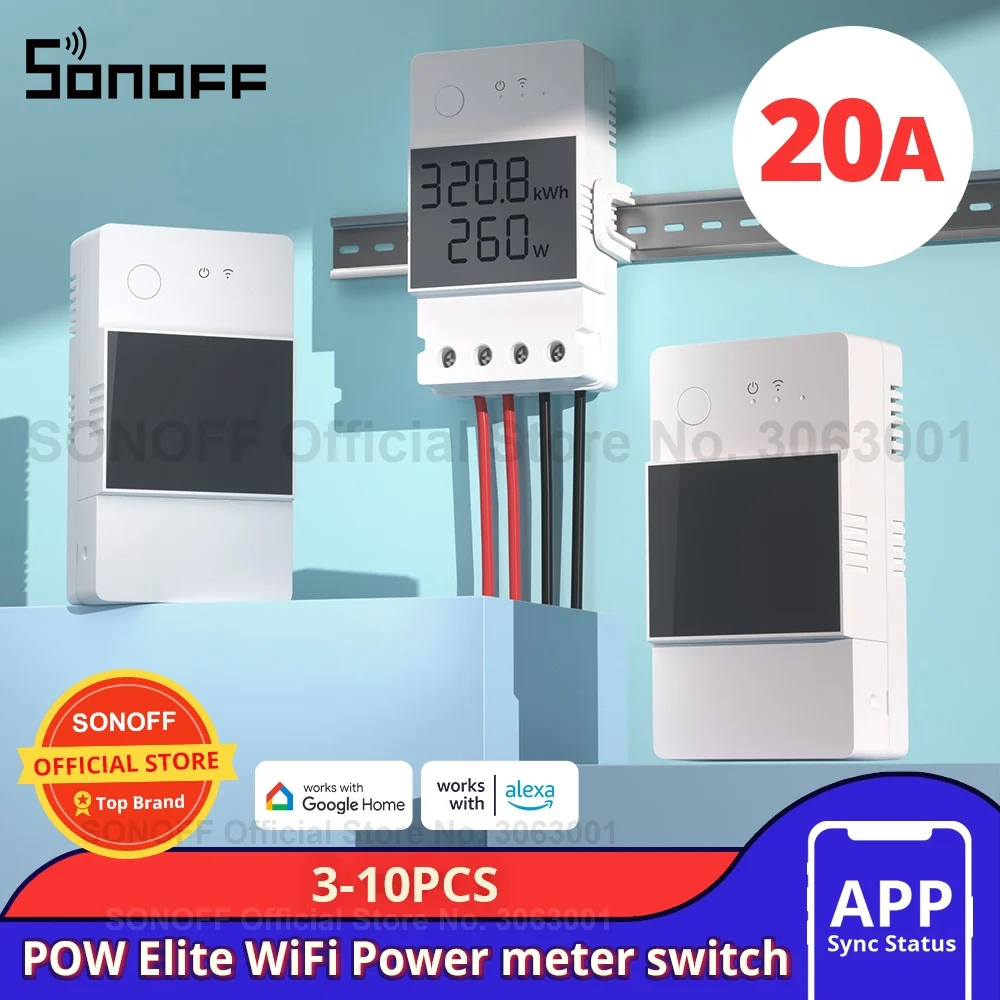 1-10 قطعة SONOFF POW Elite 20A Wifi الذكية مقياس الطاقة التبديل مراقبة الطاقة تتبع استهلاك الطاقة لجهازك في الوقت الحقيقي
