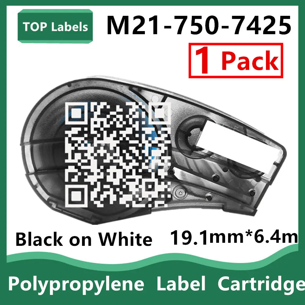 1PK 19.1Mm * 6.4M Kualitas Tinggi dan Kejelasan, M21-750-7425 Polipropilena Label Kartrid Tanda Dalam Label, Printer Label Genggam