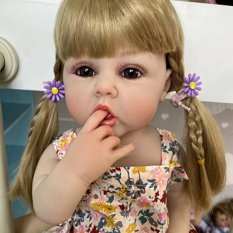 55CM Reborn Toddler Baby Doll Princess Girl Erin Full Body Silicone Baby Dolls Hand-detailed Painting 3D Skin with Visible Veins