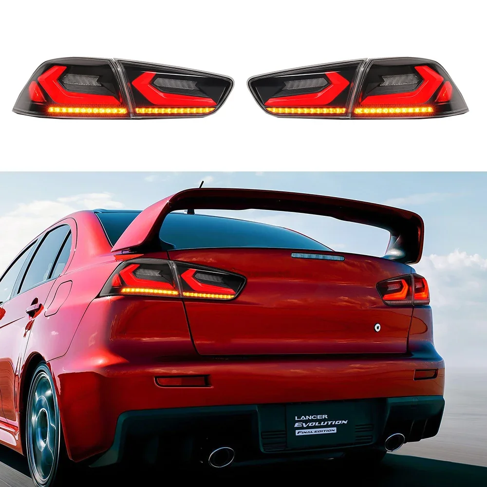 Car Rear Lamp With Sequential Turning Signal Running Light For Mitsubishi Lancer EVO X 2008-2017 2018 Modified LED Taillight