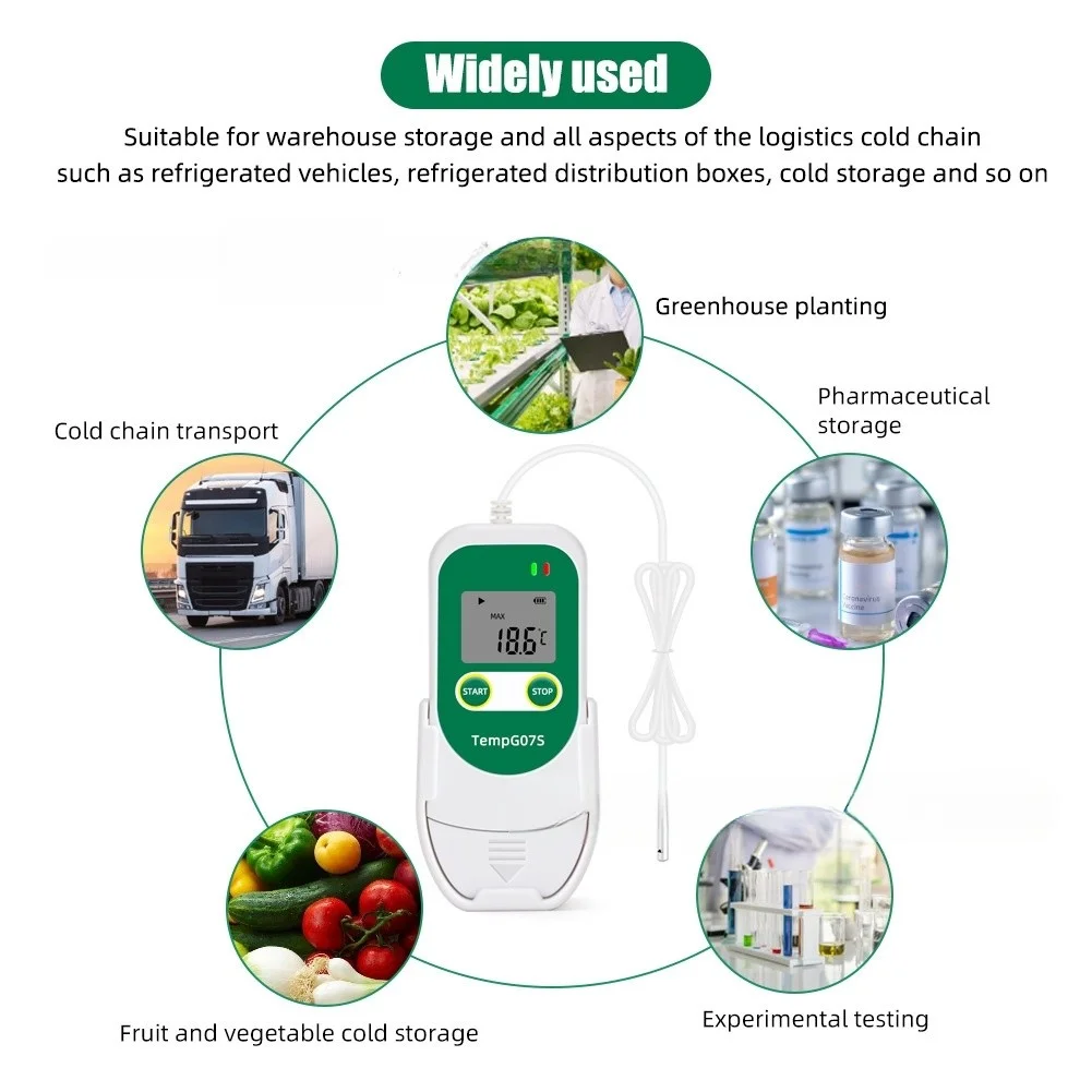 Large Data Storage Logger Food Storage Sensor Data Logger Report Configurable Recording Interval For Cold Chain Monitoring