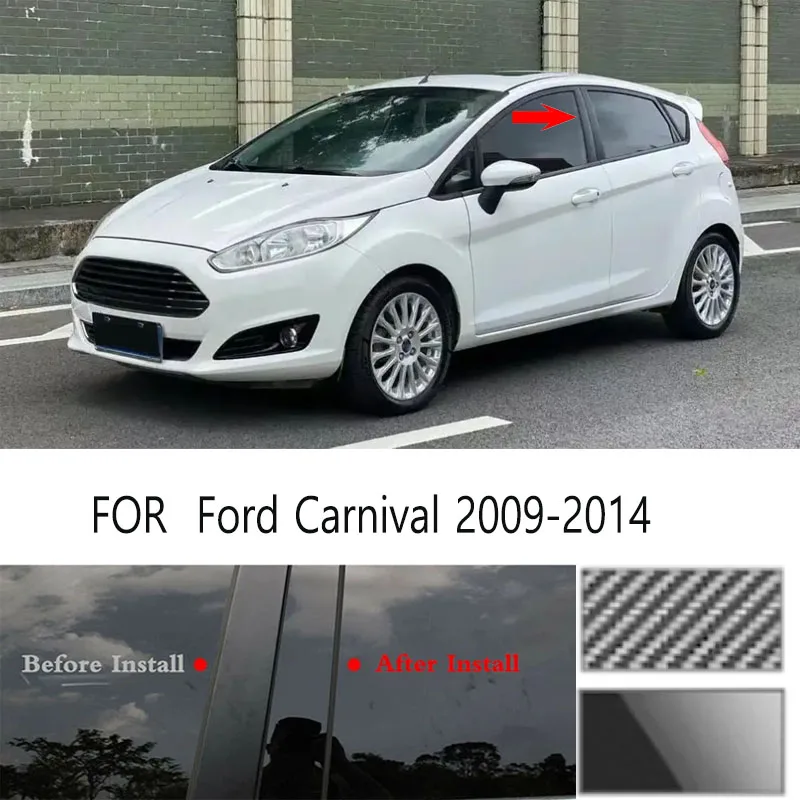 

For Ford Carnival 2009-2014 Glossy Black Window Door Column B C Pillar Post Cover Trim Auto Sticker Styling