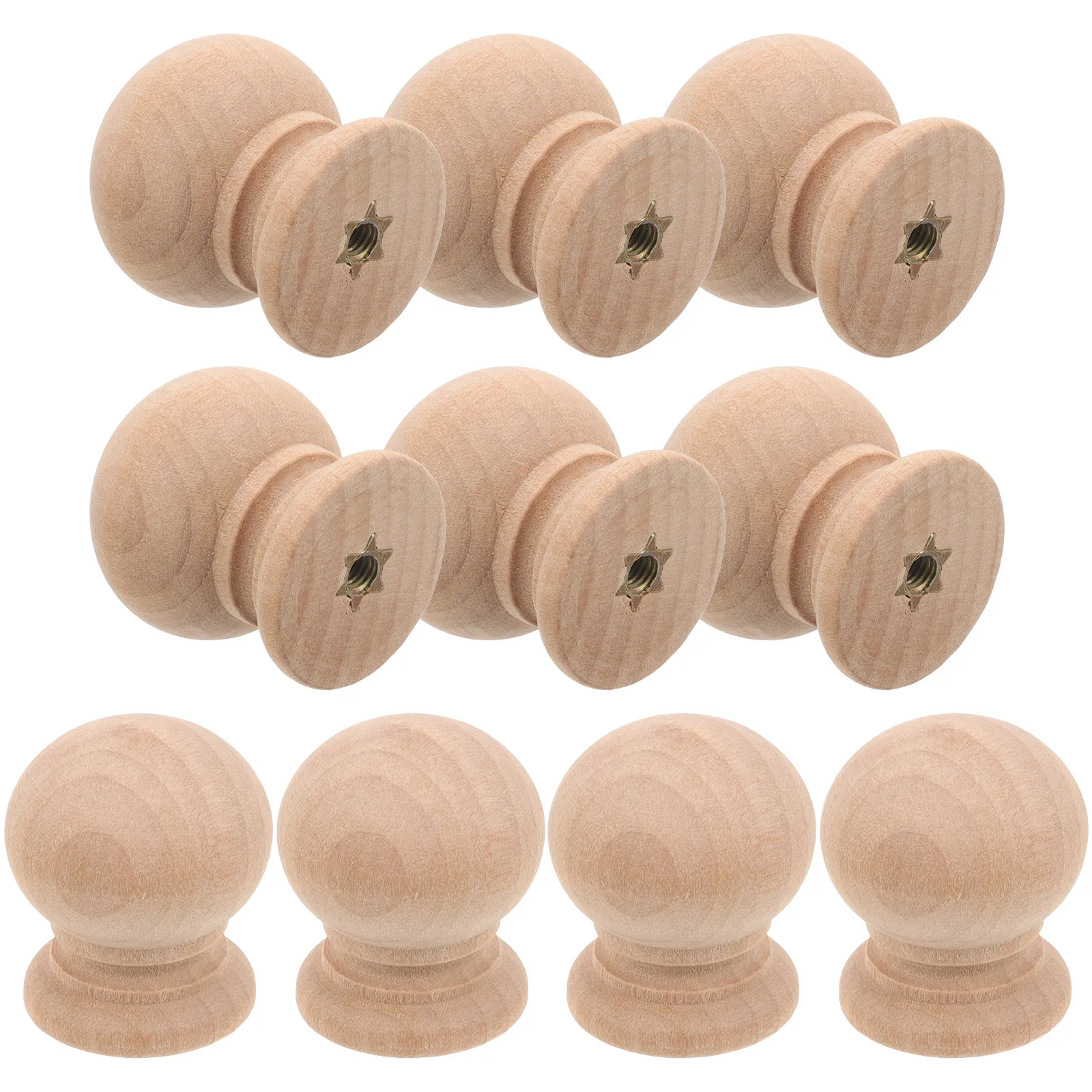 

10pcs Solid Wood Cabinet H les White Unpainted Single Hole Wooden Pulls for Drawers Wardrobes Furniture Hardware Knobs