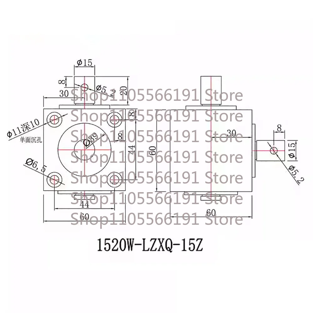Vertical Type Right Angle Steering Gear Box 1.5M 20T 90 Degree Commutator 15MM Diameter Dual Shaft 2000RPM 12Nm