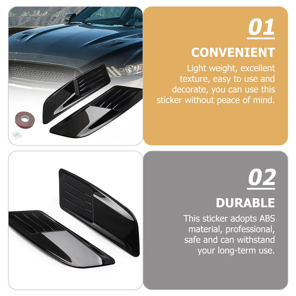 

Simulation Air Vent Sticker Install Car Hood Decor Engine Hood Stickers Side Scoop Sticker Bonnet Vent Covers Car