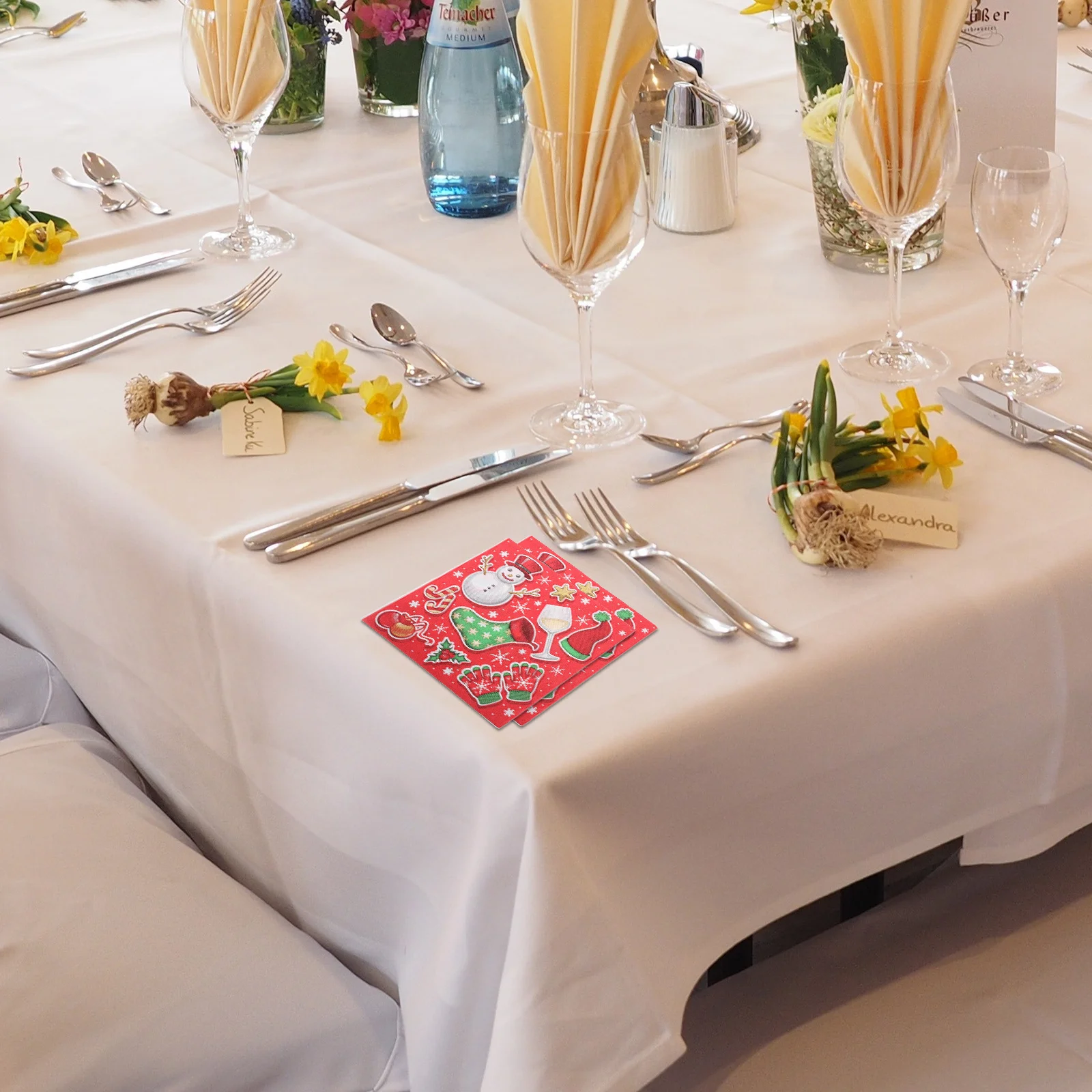 

Christmas Napkins Festive Printed Dinner Party Tissue for Holiday Table Decorations Disposable Cartoon Pattern Xmas