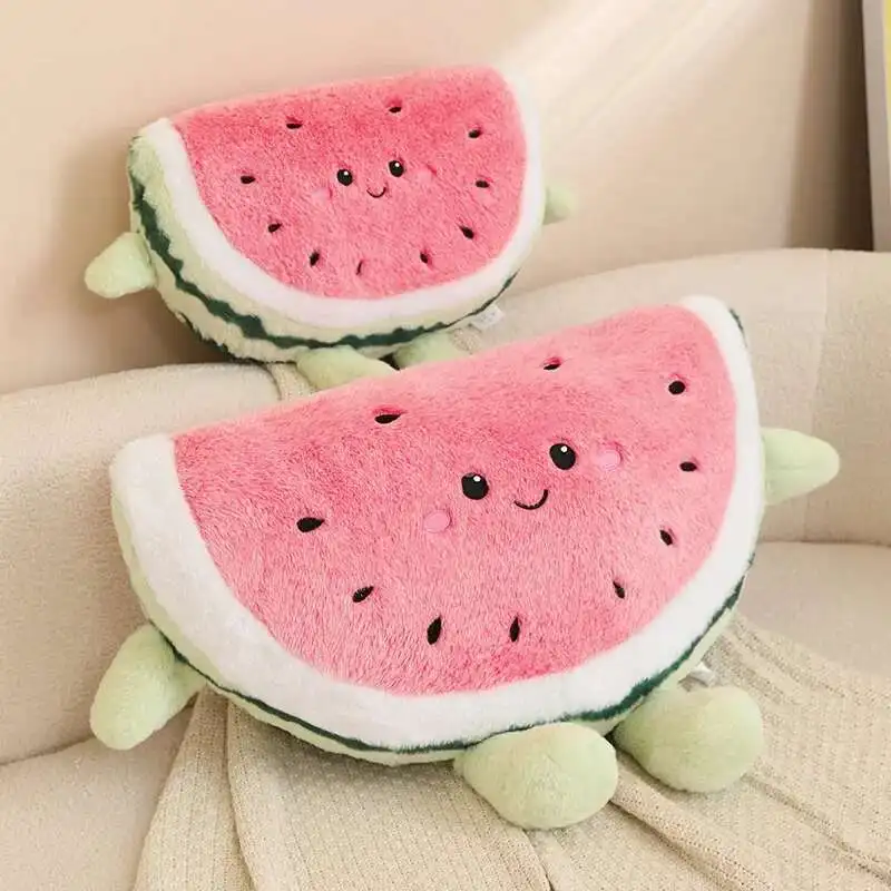 Jouets en peluche pastèque mignons, poupée en fourrure, coussins de plantes en peluche, oreiller de Fruits de dessin animé Kawaii, jouet doux pour enfants, cadeau d'anniversaire