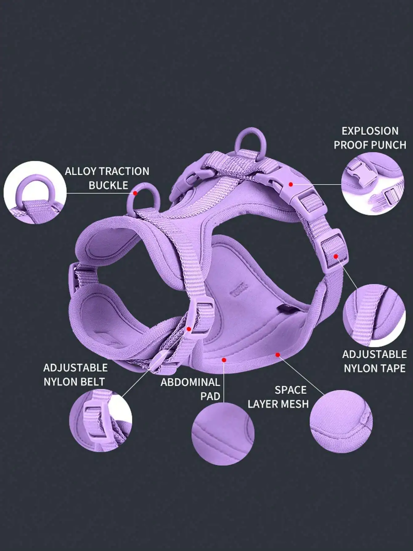 Pet Dog & Cat Chest & Back Harness Available In Multiple Colors, Vest Style