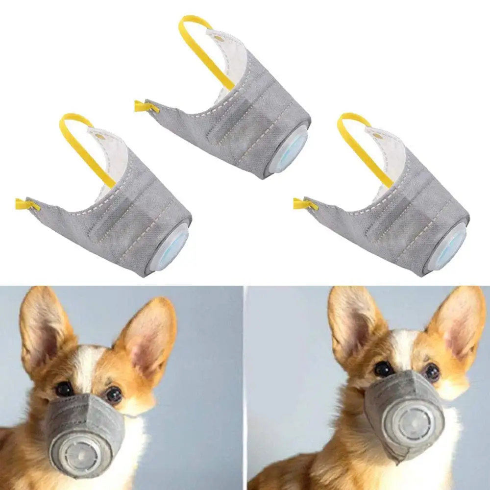 Adjustable Dog Respirator Mask K N 9 5  Air Filter Mask for Dogs Premium Air Filter Refill Breathable Muzzle Dog Protective Mask
