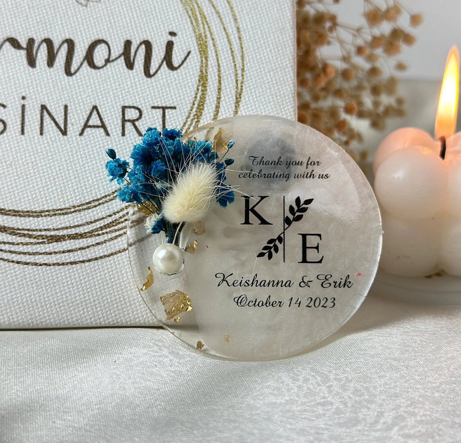 Personalized Magnet Favor for Guest, Rustic Bridal Shower Favors, Wedding Favors, Flower Magnet Favor