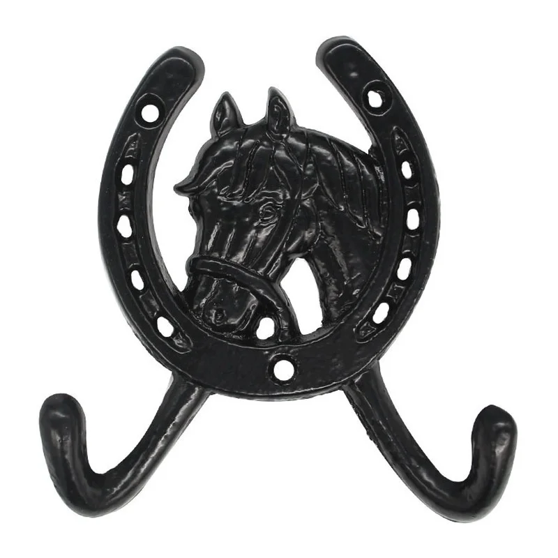 Garden Outdoor Wall Decor Horseshoe Shaped Wall Hooks Cast Iron Home Crafts Decorative Hooks with Screws Bedroom Wall Hangers