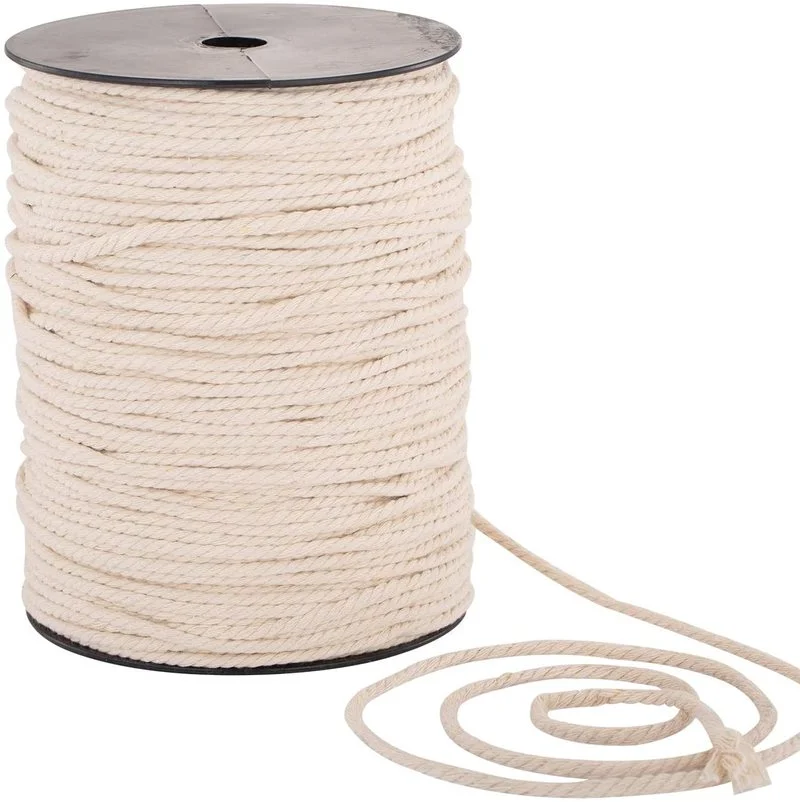 Makramee-Schnur 3mm 4mm 5mm 6mm 3-fädig gedrehte Baumwollschnur für handgemachte beige Schnur DIY Heimdekoration Hochzeits-Wandbehang Basteln