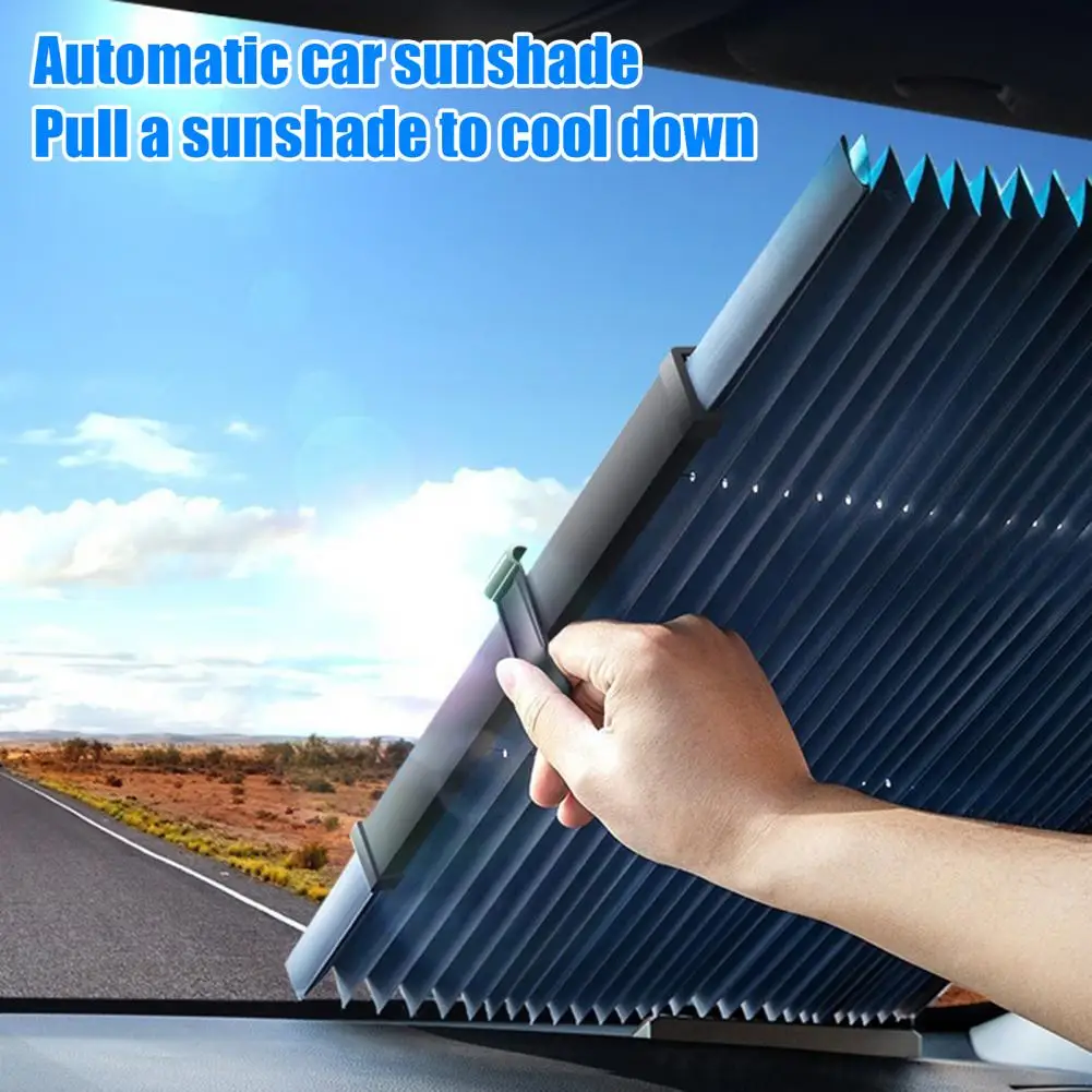 Retractable Car Sun Shade with Suction Cups Auto Window Cover Blocks UV & Heat Foldable Car Interior Heat Shield for Cars SUVs