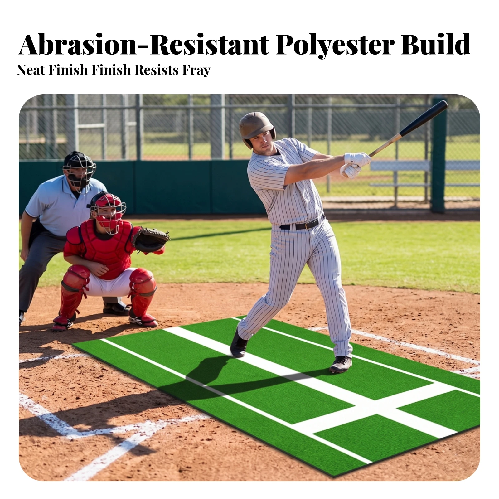 Batting Practice Mat with Batter's Box Slip Resistant Baseball Stance Mat with Stripes Portable Long-Lasting for Batter