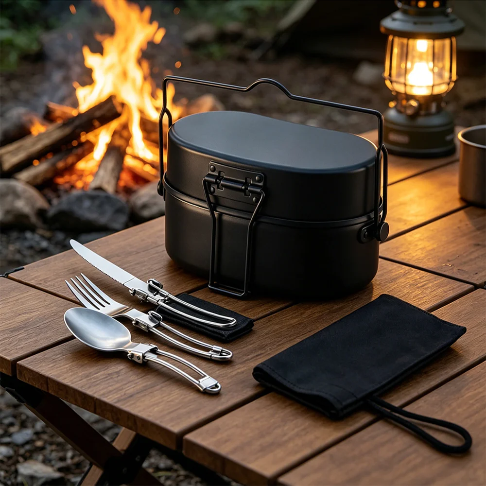 Outdoor Lightweight Camping Lunch Box Hiking Aluminum Camping Stackable Nesting Mess Tin