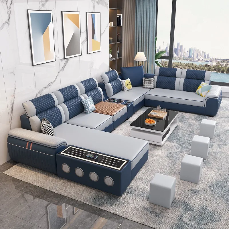 //High Comfort Removable Washable Modern Simple U Shaped Luxury Design Living Room Fabric Sofa Set High Density Sponge