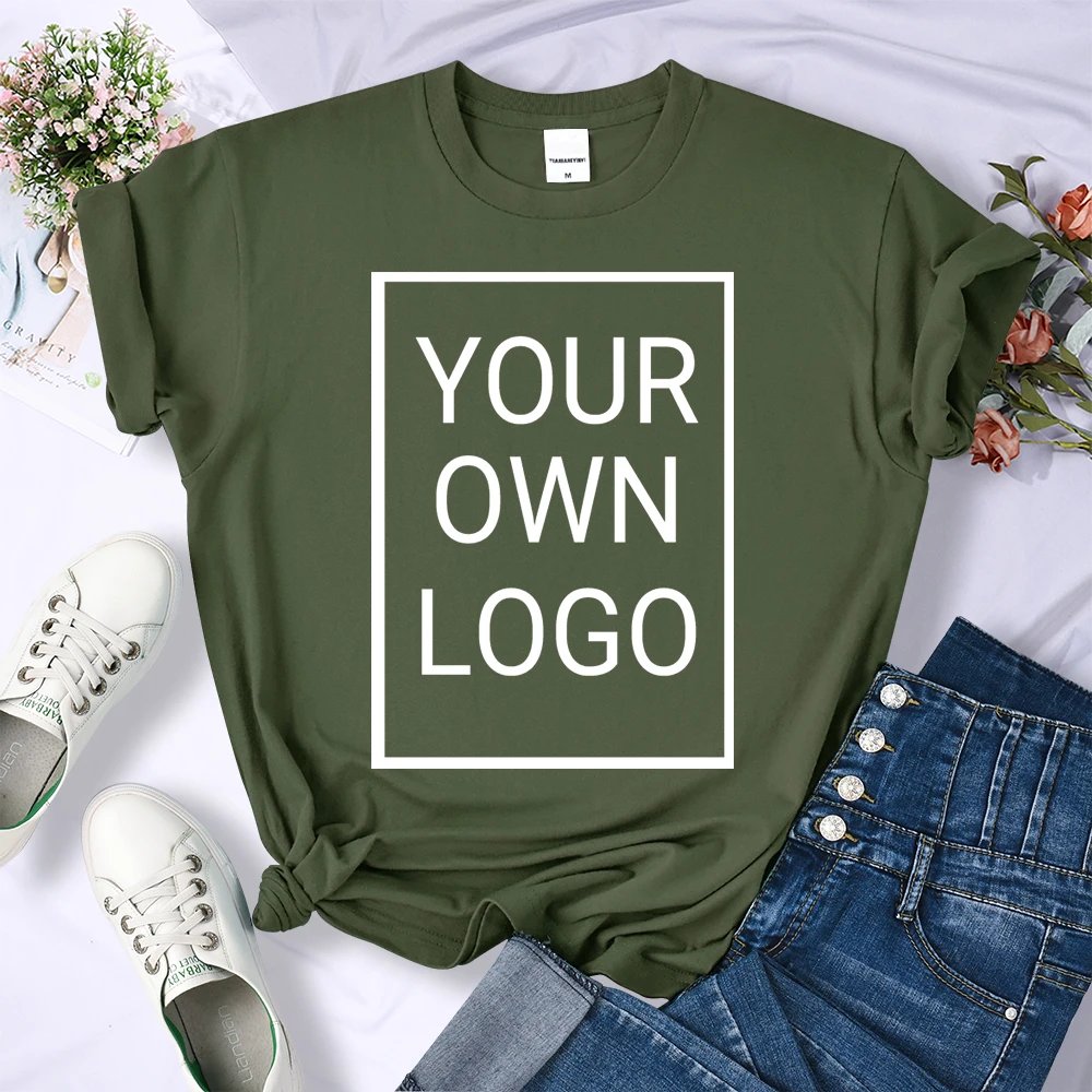Custom DIY LOGO Women T-Shirt Summer Y2K Streetwear Comfortable Female Short Sleeves Crewneck Customized Pattern Tee Tops