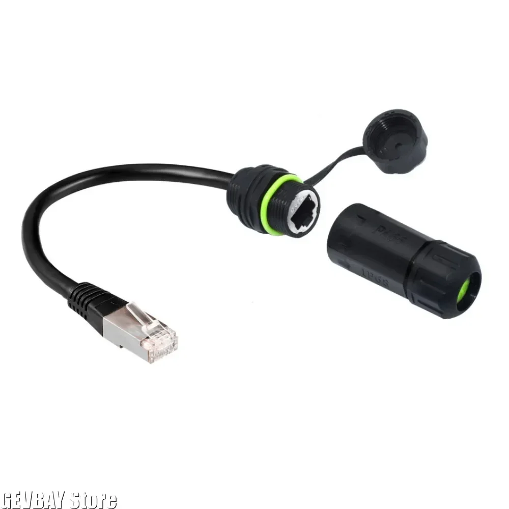 CAT6 8P8C Shielded RJ45 Male to Female Adapter, IP68 Waterproof Dustproof Ethernet Connector for Reliable Network Signal