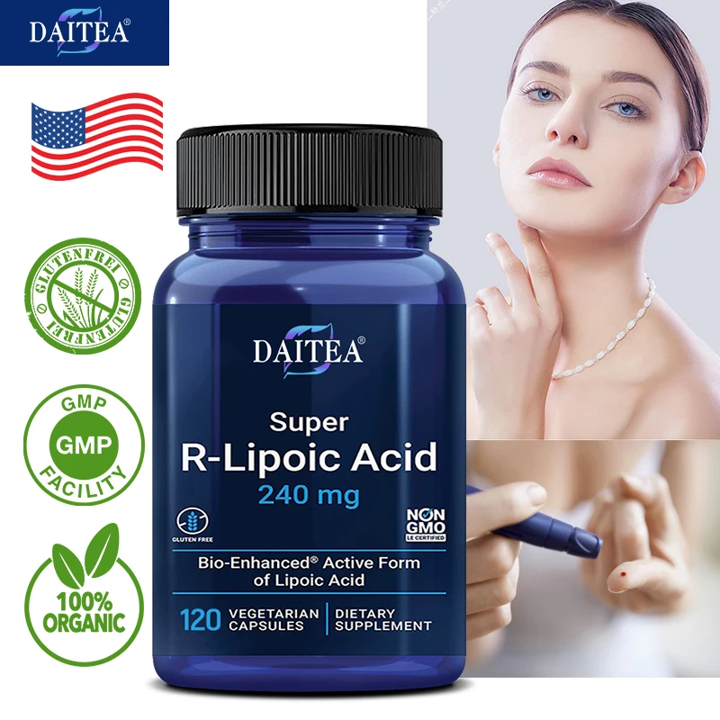 R-lipoic suplemen asam 240 Mg-hati sehat, memutihkan kulit, mengurangi kelelahan, mendukung tingkat gula darah