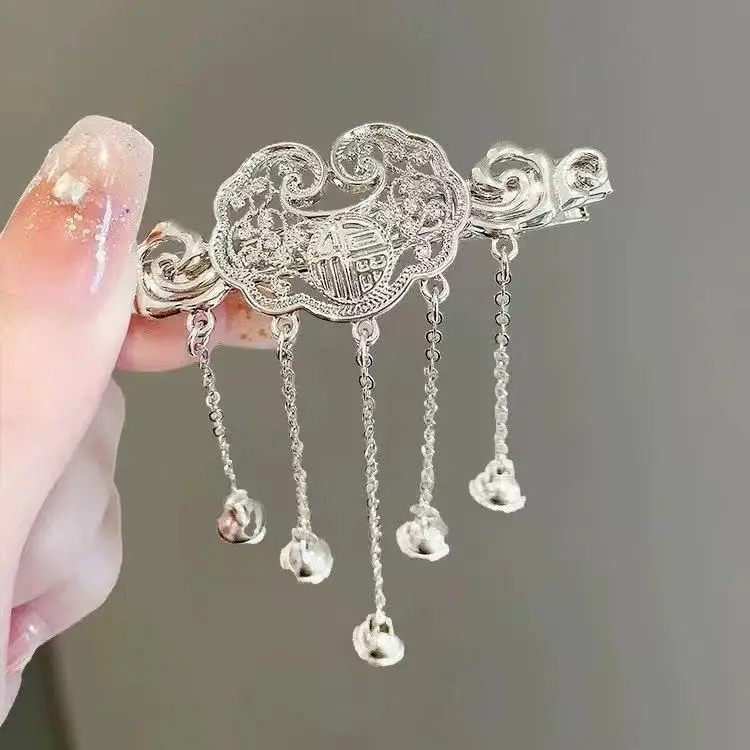 مشبك شعر جمالي شرقي على شكل هلال وقمر منقار البط مع شرابة متدلية دبوس شعر على الطراز الصيني العتيق للنساء أنيق