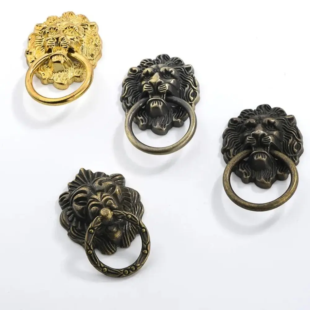 New Antique Lion Head Door Handle Decorative Pull Zinc Alloy Kitchen Cabinet Handles Home Hardware Multifunctional Drawer Knobs
