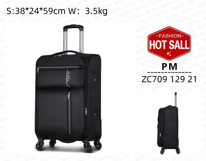 durable waterproof Oxford cloth 4 spinner 360 degree wheels luggage case soft nylon carry on cloth suitcase