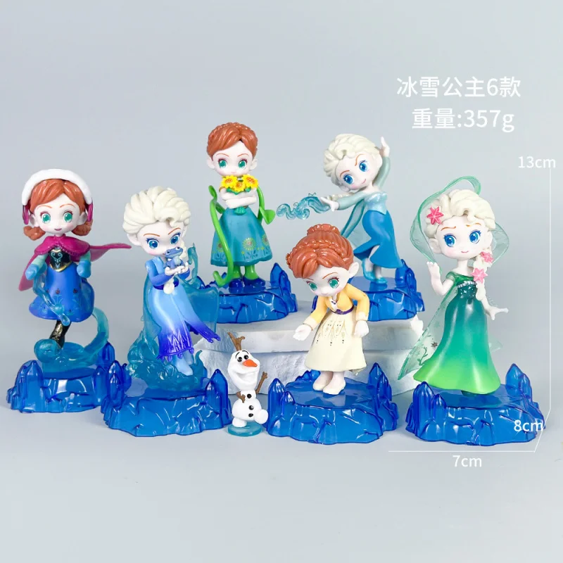 Frozen Anime artesanía Oficina señora Elsa Anna caja ciega muñeca periférica decoración de pastel de escritorio juguete para niña