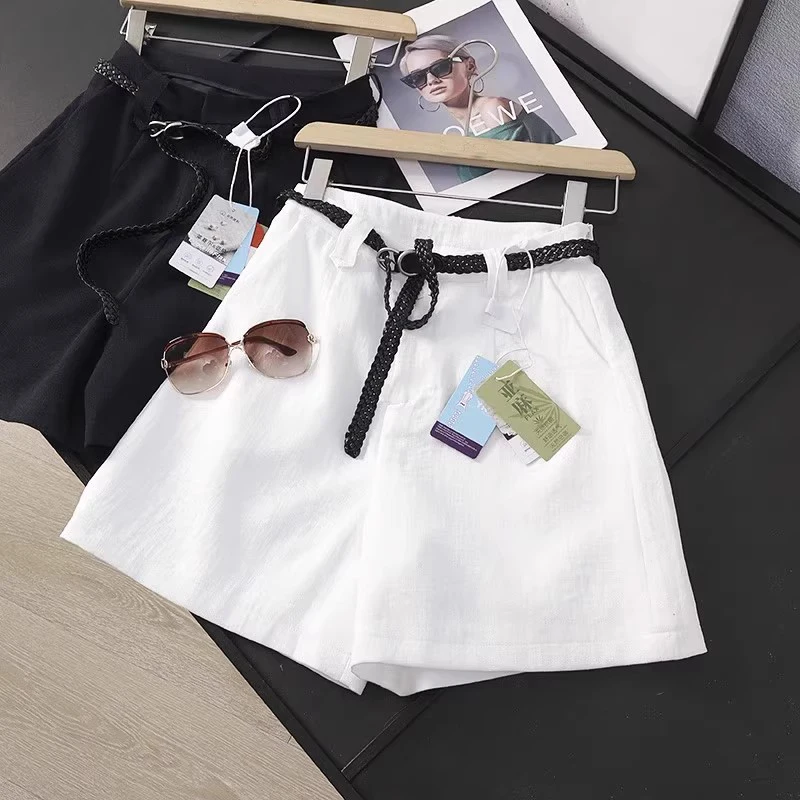 

Шорты Oxygen Series: повседневные, свободные, дышащие, из тканого материала, с поясом, имитирующие шелк, комфортные, с высокой талией, прямого кроя, летние.