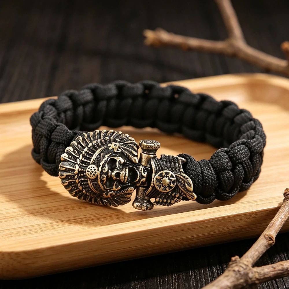 Fashion Indian Bracelets for Men Women Rock Hip Hop Umbrella Rope Bangles Gift Punk Party Gift Indian Reservation Jewelry Amulet