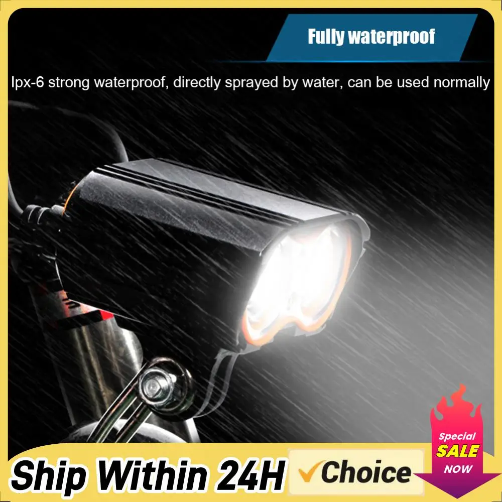 

2T6 LED Beads Mountain Bike Headlight Aluminum Alloy Scooter Front Lights 800LM 4 Gears MTB Safety Warning Lamp