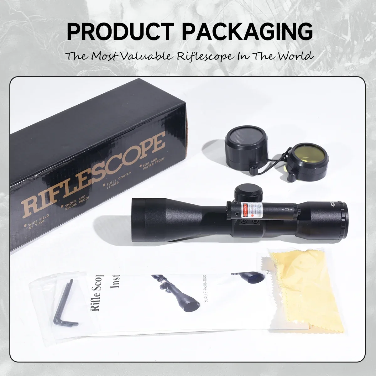 Tactical 4X32 3-9x40 with Red Laser Optical Sight Adjustable Reflex Scope Outdoor Hunting Riflescope Airsoft Accessories view 6