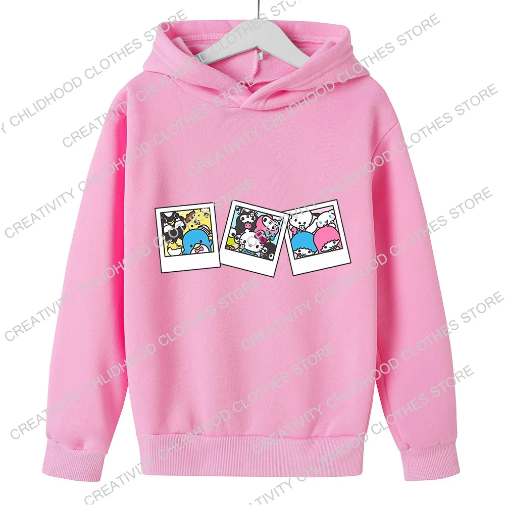 Hoodies infantis Hello Kitty Anime Cartoon, moletom Kawaii, pulôver feminino, roupas casuais, tops quentes, moda infantil, Sanrio