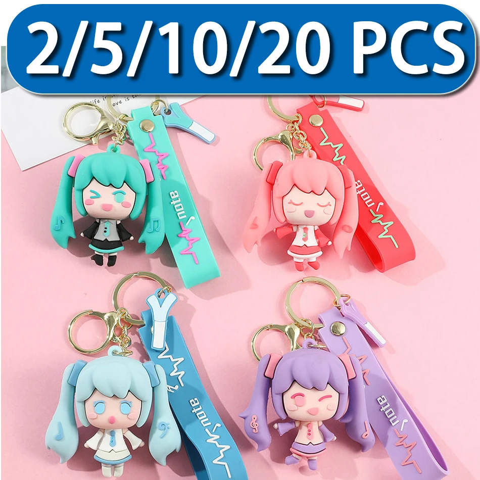 Hatsune Miku 6cm Kawaii Figure Keychain PVC Model Bag Pendant Anime Car Keyring Doll Cartoon Double Tail Girl Key Ring Key Chain