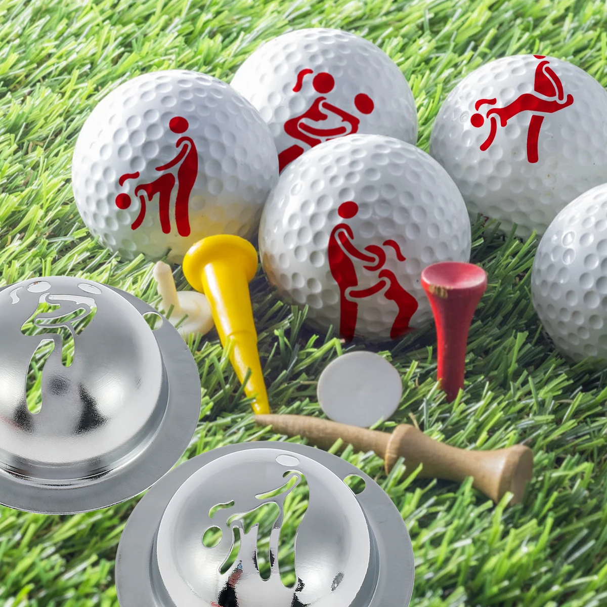 4 قطعة الإبداعية مضحك كرة جولف ماركر الاستنسل الفولاذ المقاوم للصدأ كرة جولف ماركر أداة مخصصة DIY بها بنفسك اكسسوارات لوازم الغولف