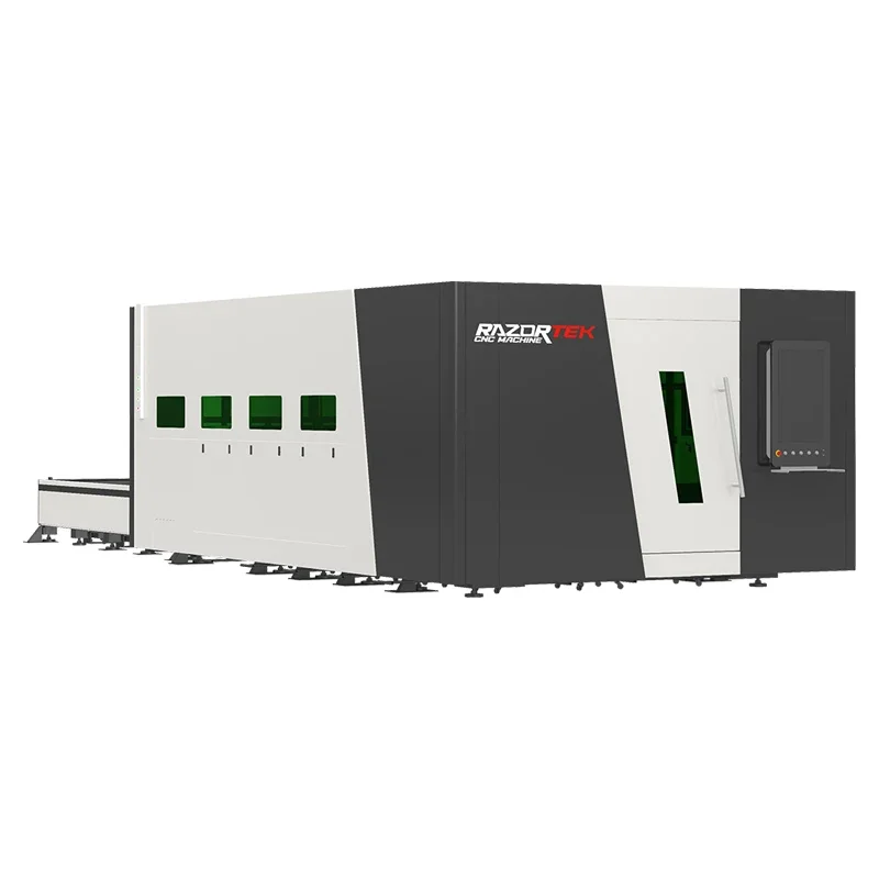 Razortek fiber laser cutting machine with Exchange Table 6KW 12KW Full Cover Fiber Laser Cutting Machine for Metal