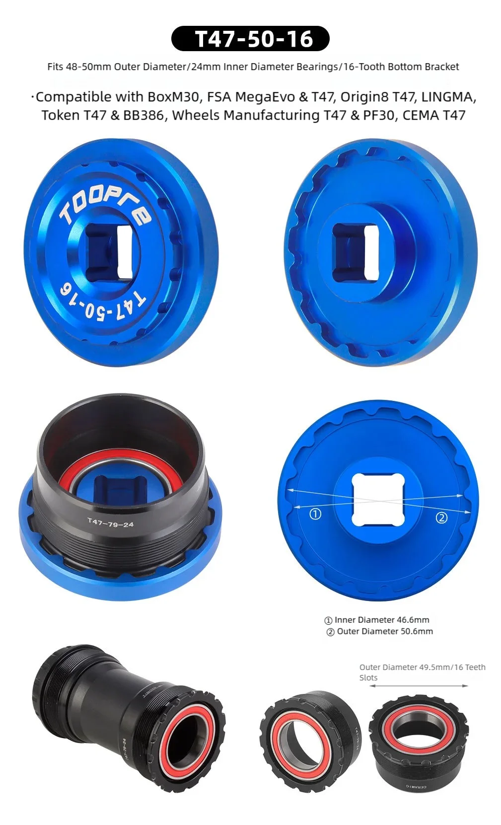 TOOPRE Innenlager-Abzieher T45/T47 Integriertes Gewinde-Innenlager-Abziehwerkzeug aus Hochleistungs-Aluminiumlegierung – Detail 5