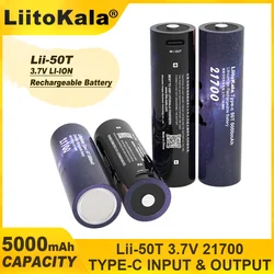 1-5PCS 100% Original Liitokala Type-c 50T 21700 Multi-function Lithium Battery 3.7V 5000mAh Type-c input And Output 5V Output.